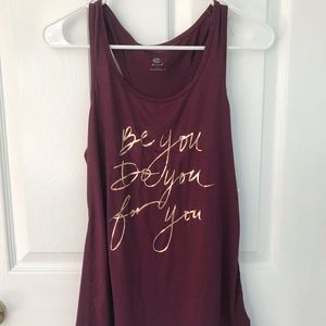 burgundy/rose gold graphic racer back sports tank